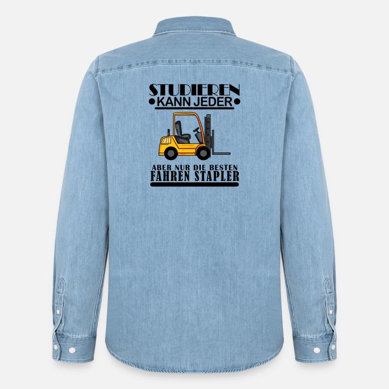Staplerfahrer Gabelstapler Lager Logistik - Männer Jeanshemd Organic von Stanley/Stella - verwaschenes Hellblau