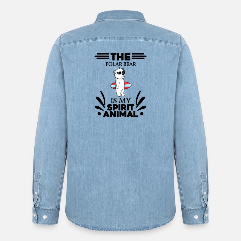 Eisbär Polarbär Bär - Männer Jeanshemd Organic von Stanley/Stella - verwaschenes Hellblau