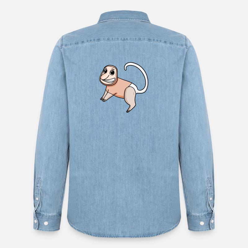 Proboscis Monkey Monkey Monkey - Men’s Organic Denim Shirt by Stanley/Stella - light wash