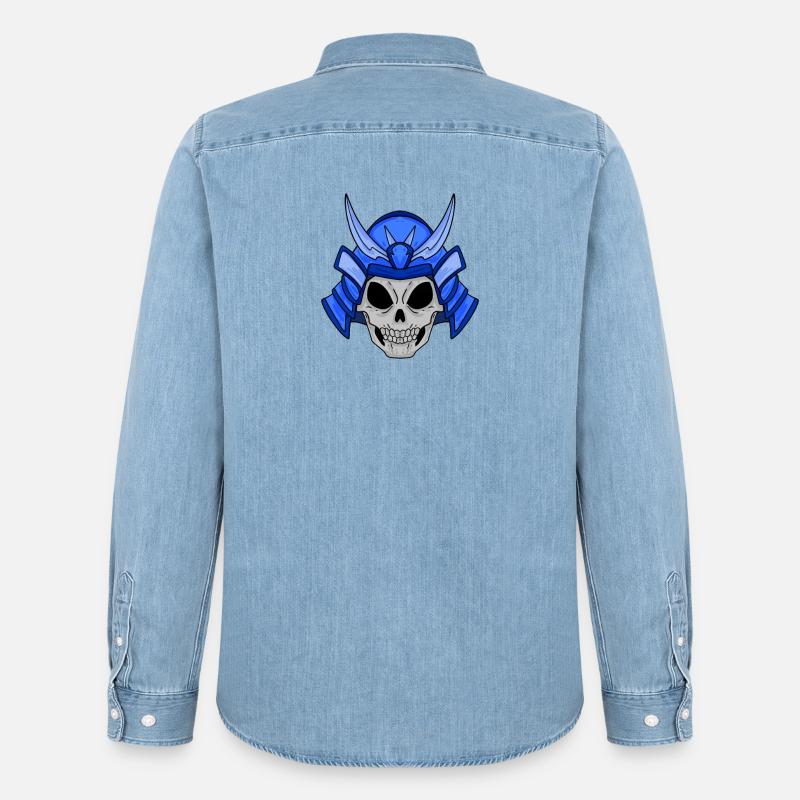 Samurai Schädel - Männer Jeanshemd Organic von Stanley/Stella - verwaschenes Hellblau