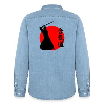 Aïkido - Chemise en denim homme bio Stanley/Stella - bleu clair délavé - Dos - AI Model Male 185 light (185cm)