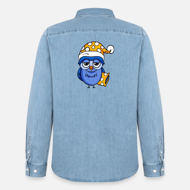 Schläfrige Eule - Männer Jeanshemd Organic von Stanley/Stella - verwaschenes Hellblau