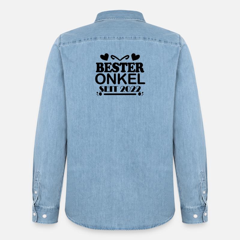 Bester Onkel seit 2022 - Männer Jeanshemd Organic von Stanley/Stella - verwaschenes Hellblau