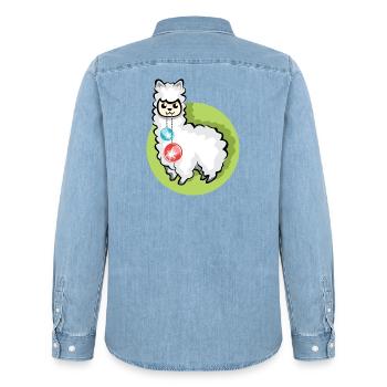 alpaca xmas balls christmas lama symbol Alpaka - Männer Jeanshemd Organic von Stanley/Stella - verwaschenes Hellblau - Hinten - AI Model Male 185 light (185cm)