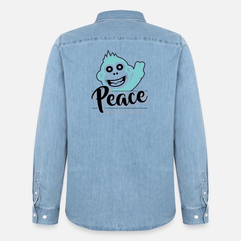Frieden, Liebe und Verständnis - Männer Jeanshemd Organic von Stanley/Stella - verwaschenes Hellblau