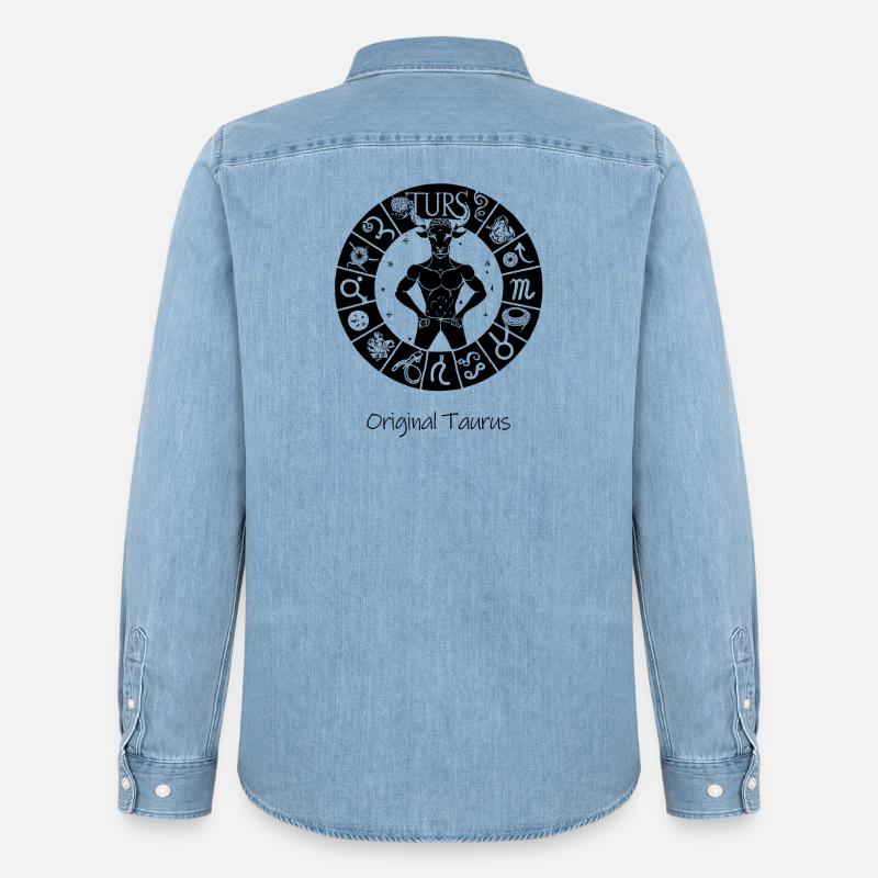 Sternzeichen Stier 001 schwarz - Männer Jeanshemd Organic von Stanley/Stella - verwaschenes Hellblau