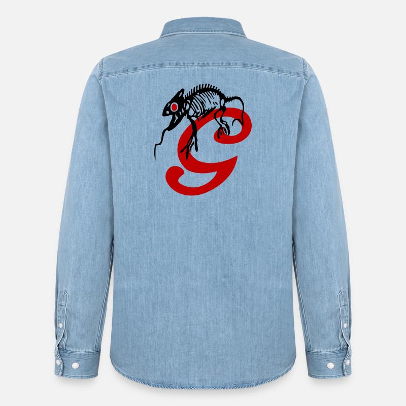 Gecko, Eidechse, Initiale - Männer Jeanshemd Organic von Stanley/Stella - verwaschenes Hellblau