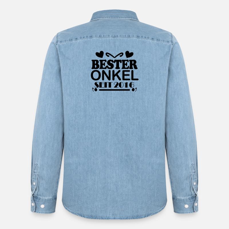 Bester Onkel seit 2016 - Männer Jeanshemd Organic von Stanley/Stella - verwaschenes Hellblau