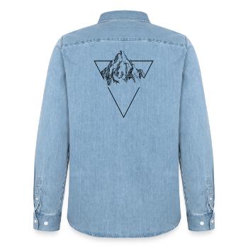 Mountain sketch - Men’s Organic Denim Shirt by Stanley/Stella - light wash - Back - AI Model Male 185 light (185cm)