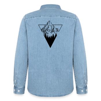 Mountain - Men’s Organic Denim Shirt by Stanley/Stella - light wash - Back - AI Model Male 185 light (185cm)
