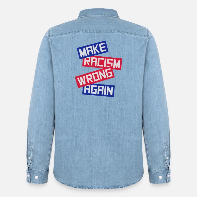 make racism wrong again - Männer Jeanshemd Organic von Stanley/Stella - verwaschenes Hellblau