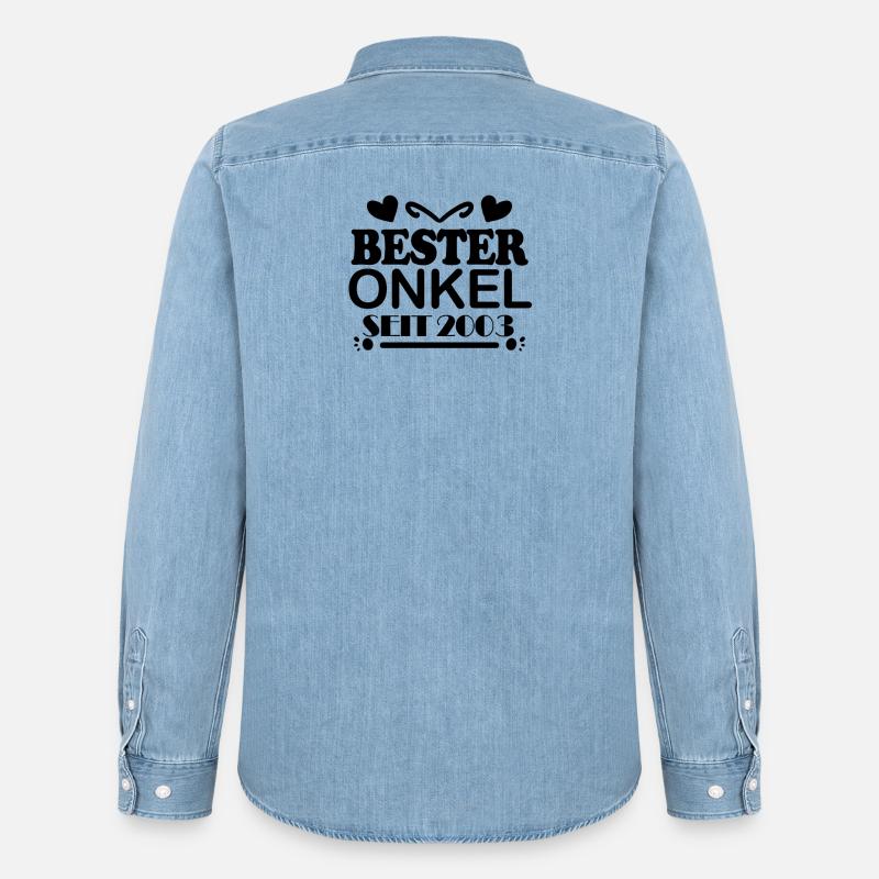 Bester Onkel seit 2003 - Männer Jeanshemd Organic von Stanley/Stella - verwaschenes Hellblau