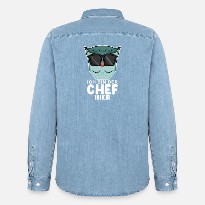 Cool Eule Chef - Männer Jeanshemd Organic von Stanley/Stella - verwaschenes Hellblau