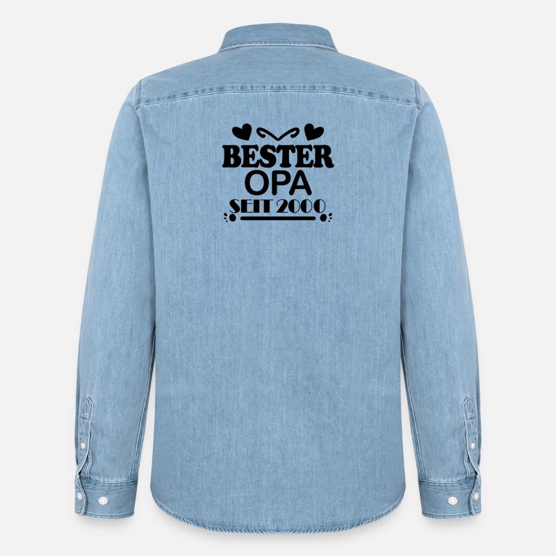 Bester Opa seit 2000 - Männer Jeanshemd Organic von Stanley/Stella - verwaschenes Hellblau