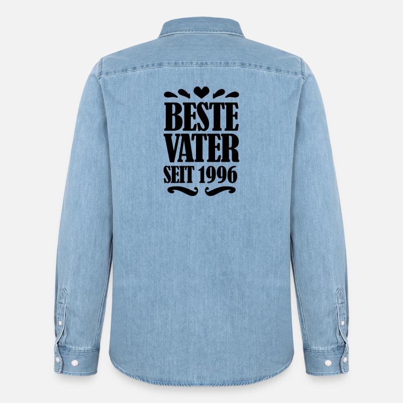 Bester Vater seit 1996 - Männer Jeanshemd Organic von Stanley/Stella - verwaschenes Hellblau