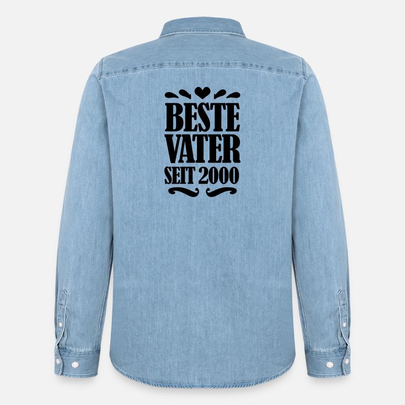 Bester Vater seit 2000 - Männer Jeanshemd Organic von Stanley/Stella - verwaschenes Hellblau