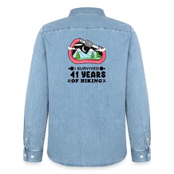 Berg Wanderer 41. Geburtstag 41 Jahre alt Geschenk - Männer Jeanshemd Organic von Stanley/Stella - verwaschenes Hellblau - Hinten - AI Model Male 185 light (185cm)