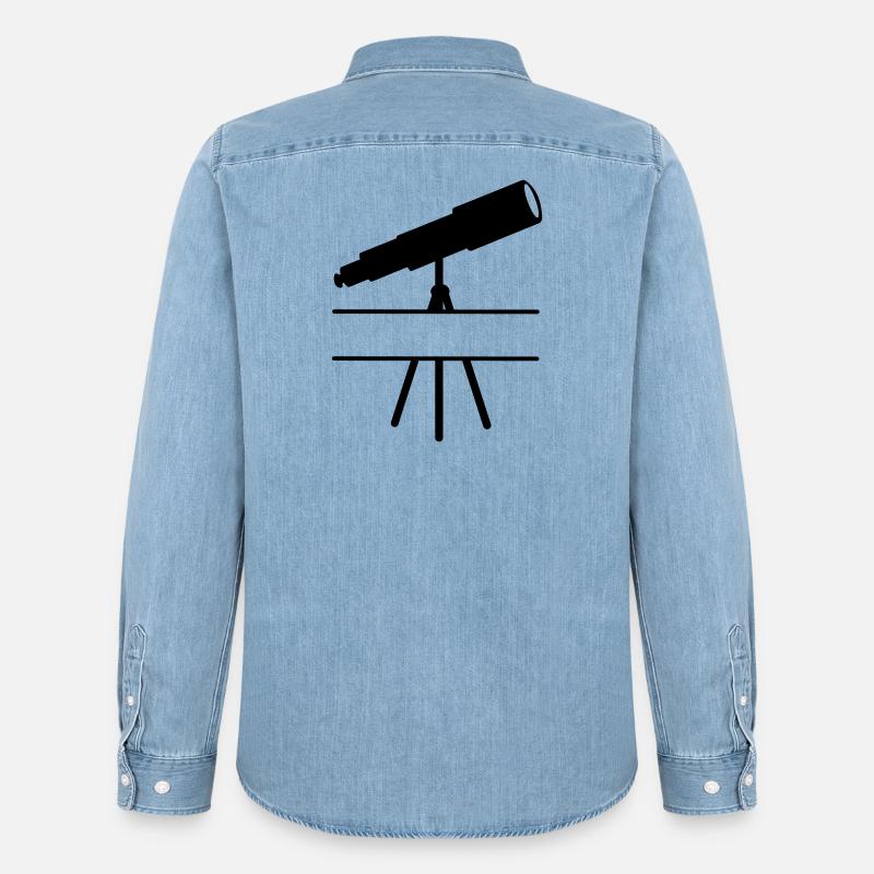 Teleskop-Schattenbild mit Leerzeichen oder Balken - Männer Jeanshemd Organic von Stanley/Stella - verwaschenes Hellblau