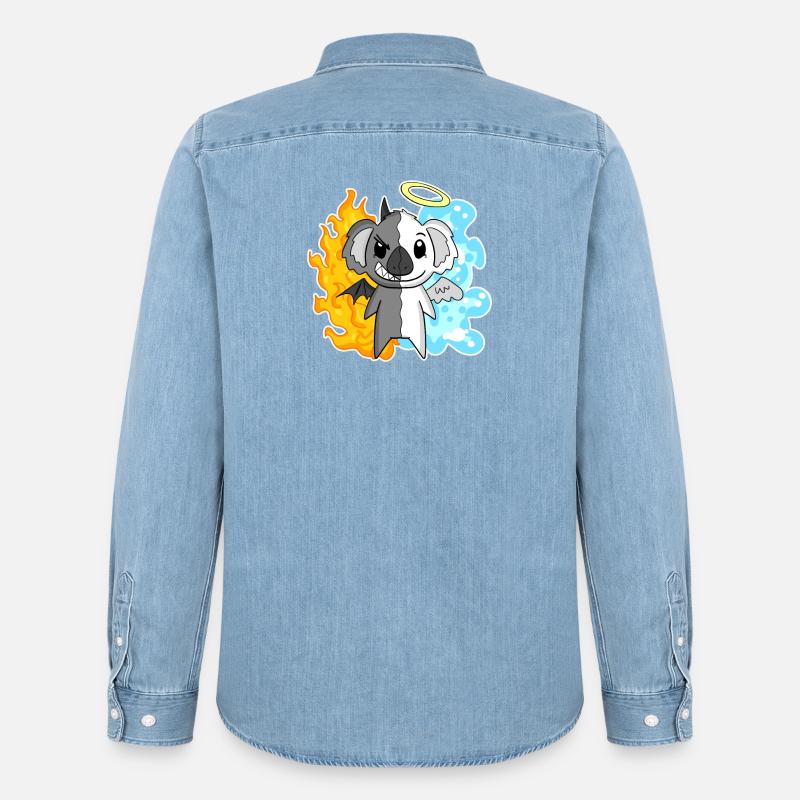 Koala - Engel und Teufel - Männer Jeanshemd Organic von Stanley/Stella - verwaschenes Hellblau