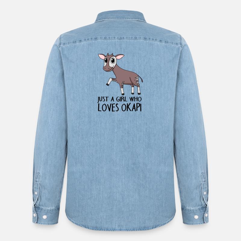 Okapi Mädchen Spruch - Männer Jeanshemd Organic von Stanley/Stella - verwaschenes Hellblau