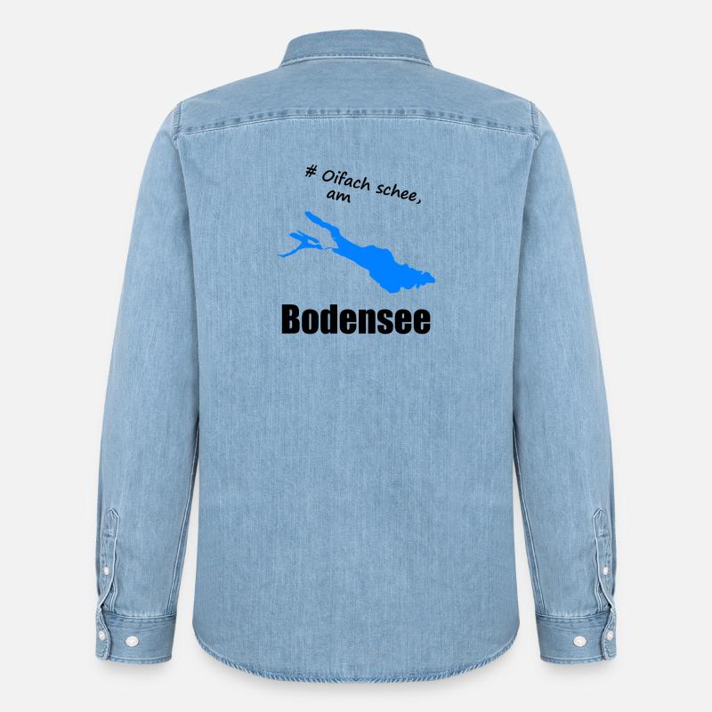 # Oifach schee, am Bodensee - Männer Jeanshemd Organic von Stanley/Stella - verwaschenes Hellblau