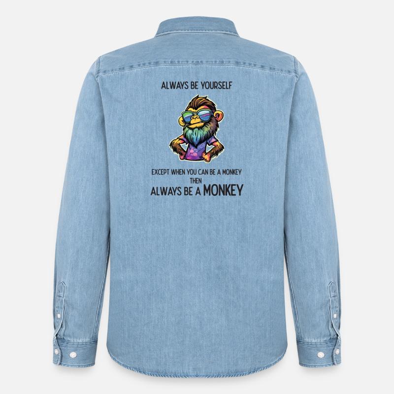 Sei immer ein Affe - Männer Jeanshemd Organic von Stanley/Stella - verwaschenes Hellblau