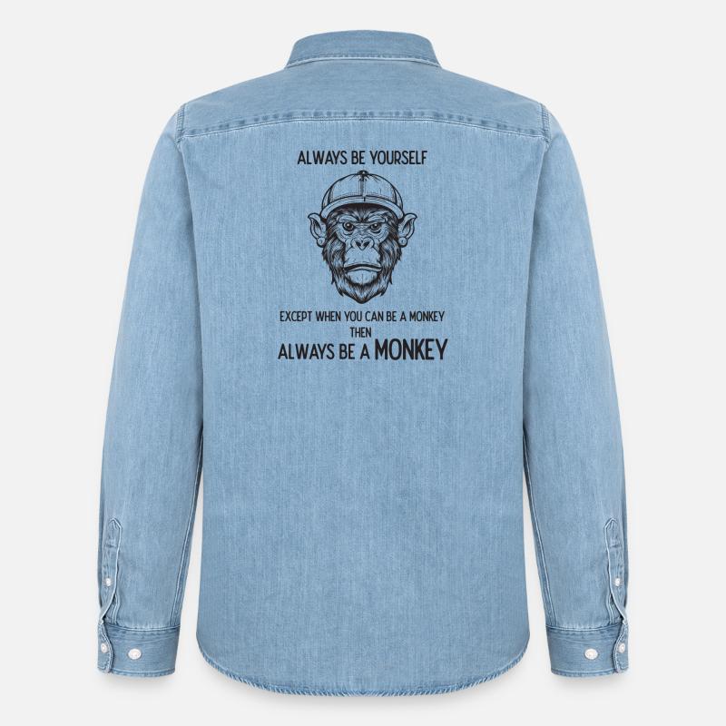 Sei immer ein Affe - Männer Jeanshemd Organic von Stanley/Stella - verwaschenes Hellblau