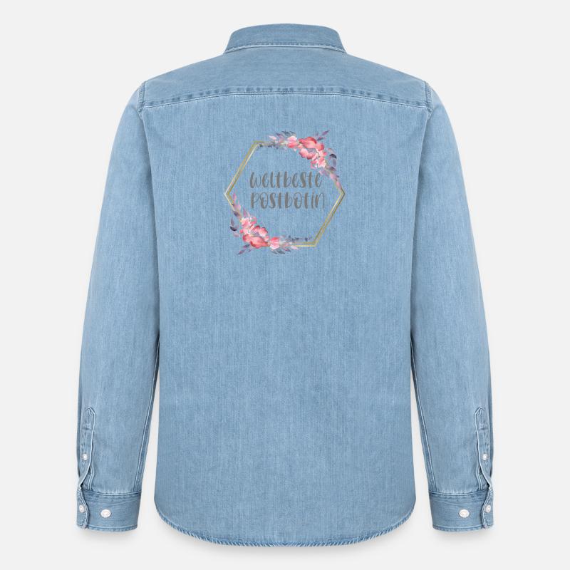 Weltbeste Postbotin Post Beruf Geschenk - Männer Jeanshemd Organic von Stanley/Stella - verwaschenes Hellblau