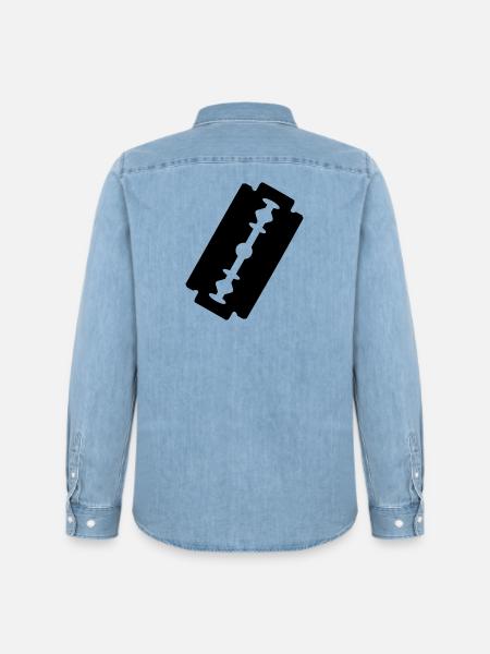 Logo razor blade. - Men’s Organic Denim Shirt by Stanley/Stella - light wash