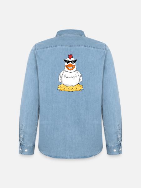 Hühner Huhn Hahn Hühnerbauer Hühnerstall - Männer Jeanshemd Organic von Stanley/Stella - verwaschenes Hellblau