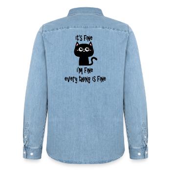 Es ist in Ordnung Mir geht es gut Alles ist in Ordnung Cat V1 - Männer Jeanshemd Organic von Stanley/Stella - verwaschenes Hellblau - Hinten - AI Model Male 185 light (185cm)