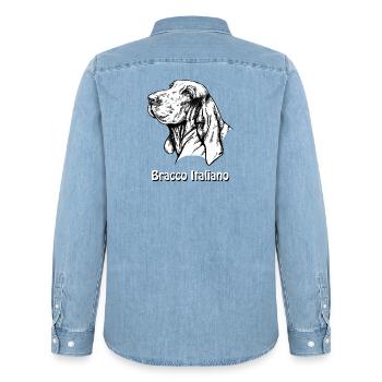 Bracco Italiano Portrait avec texte - Chemise en denim homme bio Stanley/Stella - bleu clair délavé - Dos - AI Model Male 185 light (185cm)