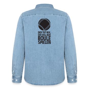 Der tut nix der will nur Boule spielen Petanque - Männer Jeanshemd Organic von Stanley/Stella - verwaschenes Hellblau - Hinten - AI Model Male 185 light (185cm)