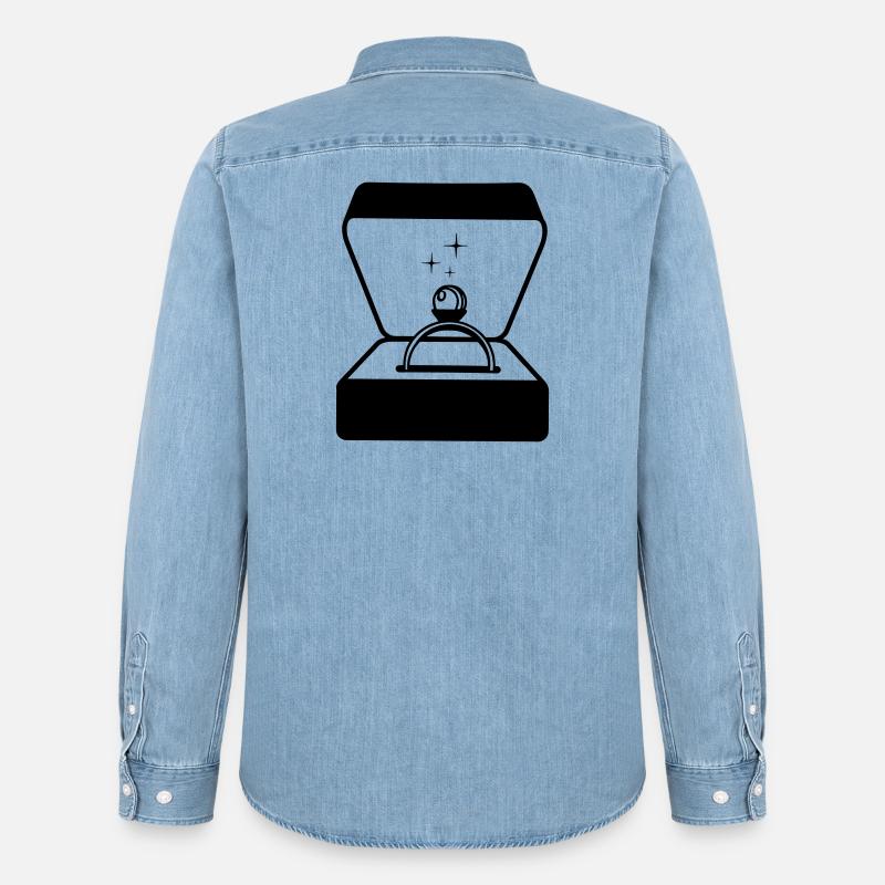 Ring mit Perle in Box - Männer Jeanshemd Organic von Stanley/Stella - verwaschenes Hellblau