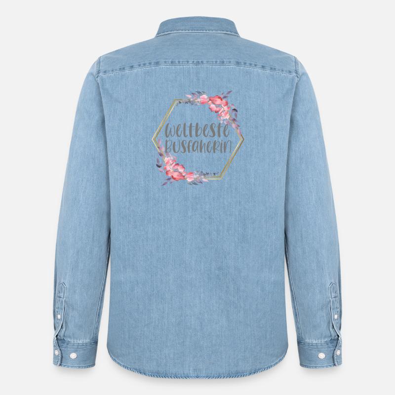 Busfahrerin Bus Beruf Geschenk - Männer Jeanshemd Organic von Stanley/Stella - verwaschenes Hellblau