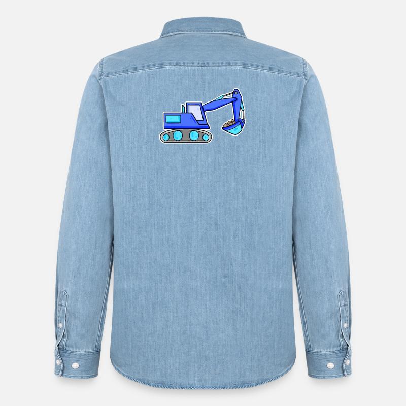 Bagger Baustelle Baggerfahrer Blau - Männer Jeanshemd Organic von Stanley/Stella - verwaschenes Hellblau