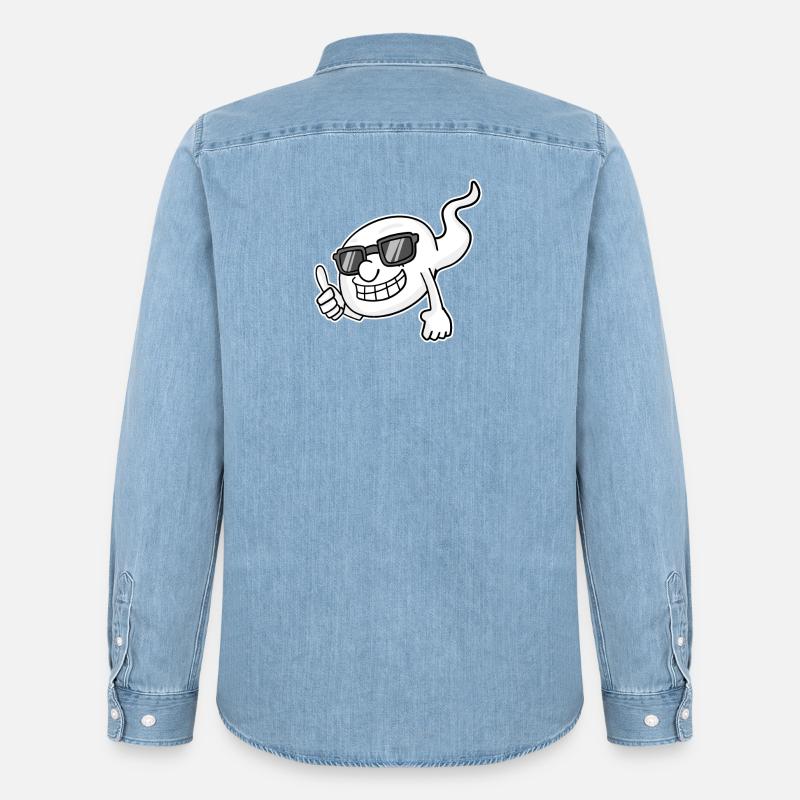 Sperma mit Sonnebrille - Männer Jeanshemd Organic von Stanley/Stella - verwaschenes Hellblau