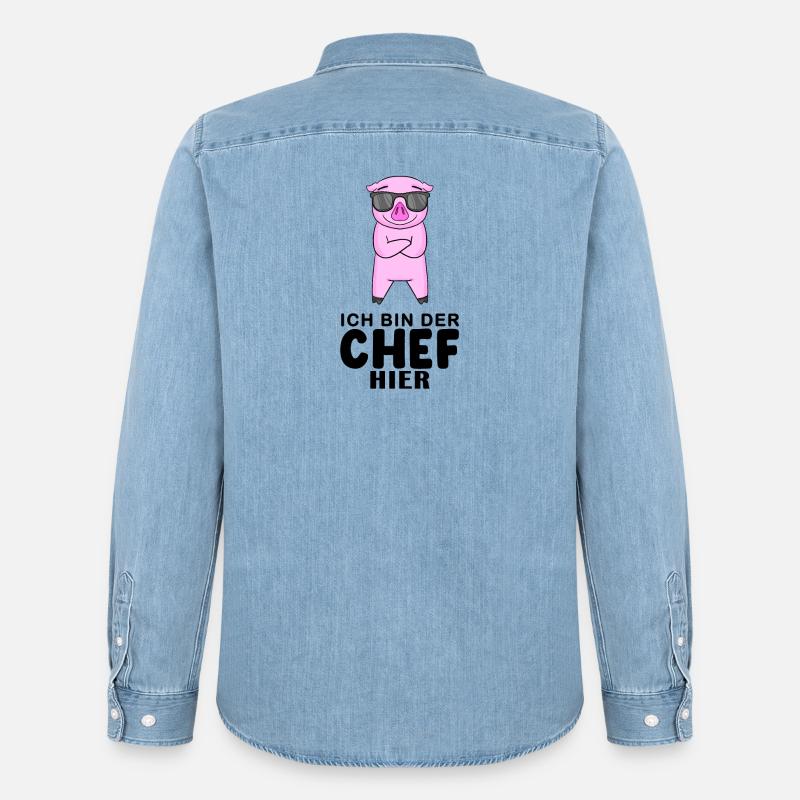 Chef Spruch - Männer Jeanshemd Organic von Stanley/Stella - verwaschenes Hellblau