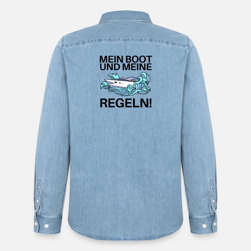 Boote Motorboot Regeln Spruch lustig - Männer Jeanshemd Organic von Stanley/Stella - verwaschenes Hellblau
