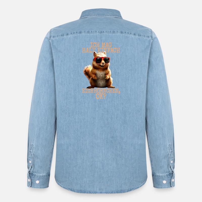 Eichhörnchen Ich Mag Halt Einfach Eichhörnchen - Männer Jeanshemd Organic von Stanley/Stella - verwaschenes Hellblau