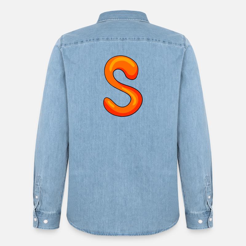 Buchstabe S Anfangsbuchstabe - Männer Jeanshemd Organic von Stanley/Stella - verwaschenes Hellblau