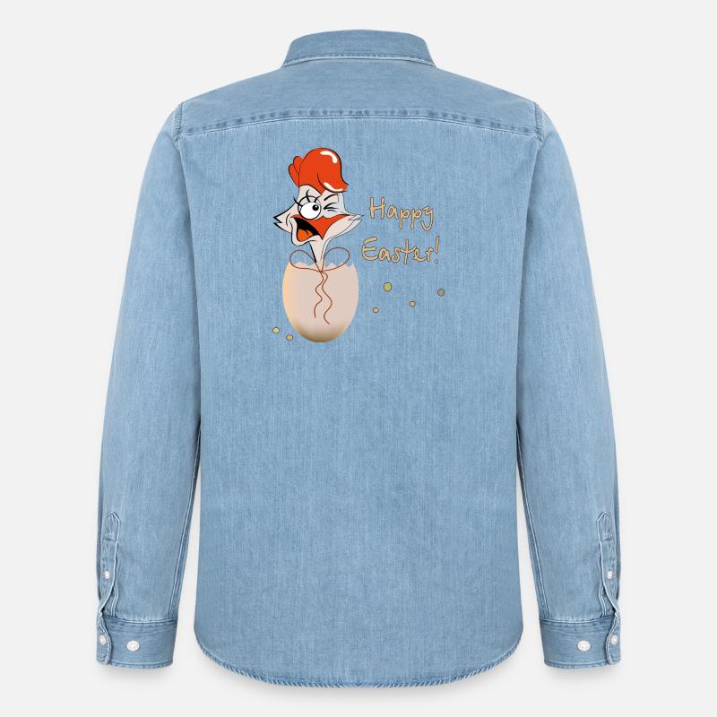Happy Easter Hahn Ostern - Männer Jeanshemd Organic von Stanley/Stella - verwaschenes Hellblau