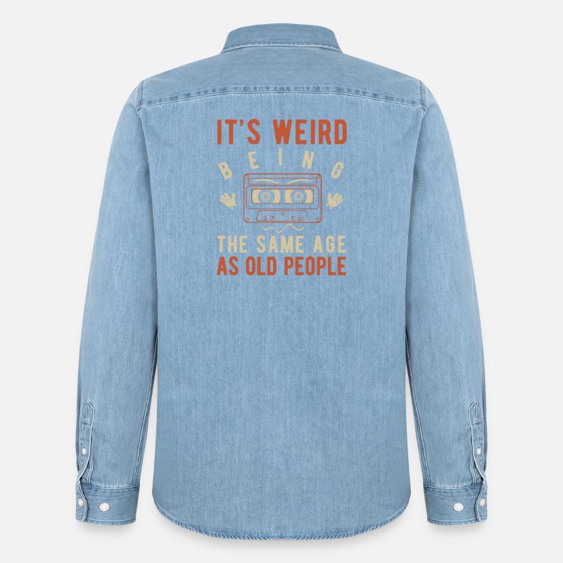 It's weird being the same age as old people - Camicia in denim uomo bio di Stanley/Stella - azzurro chiaro slavato