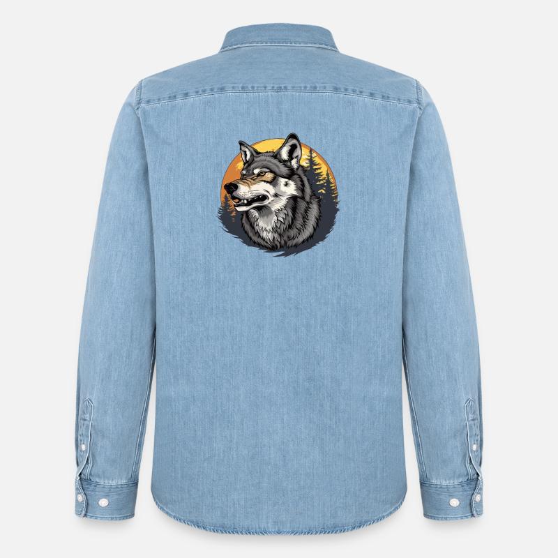 Wolfsblut - Männer Jeanshemd Organic von Stanley/Stella - verwaschenes Hellblau