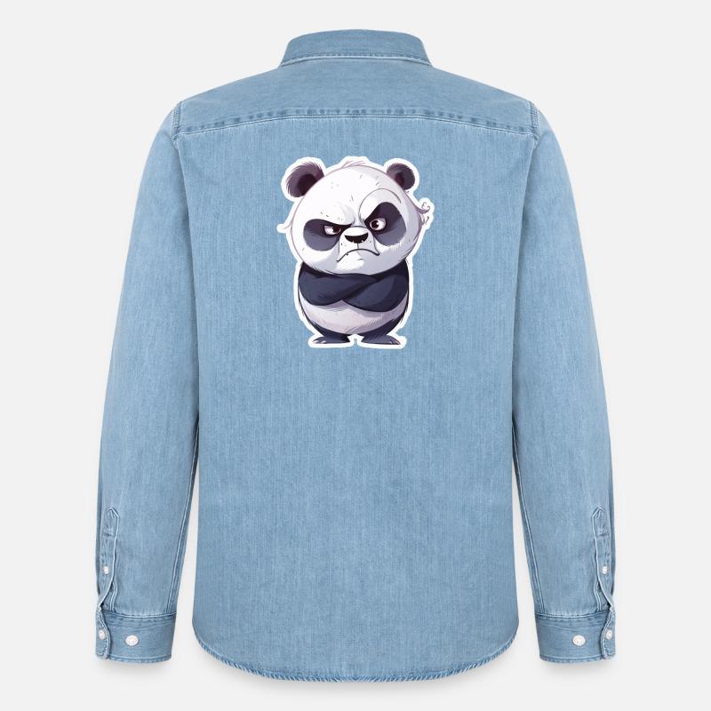 Eingeschnappter Beleidigter Panda - Männer Jeanshemd Organic von Stanley/Stella - verwaschenes Hellblau