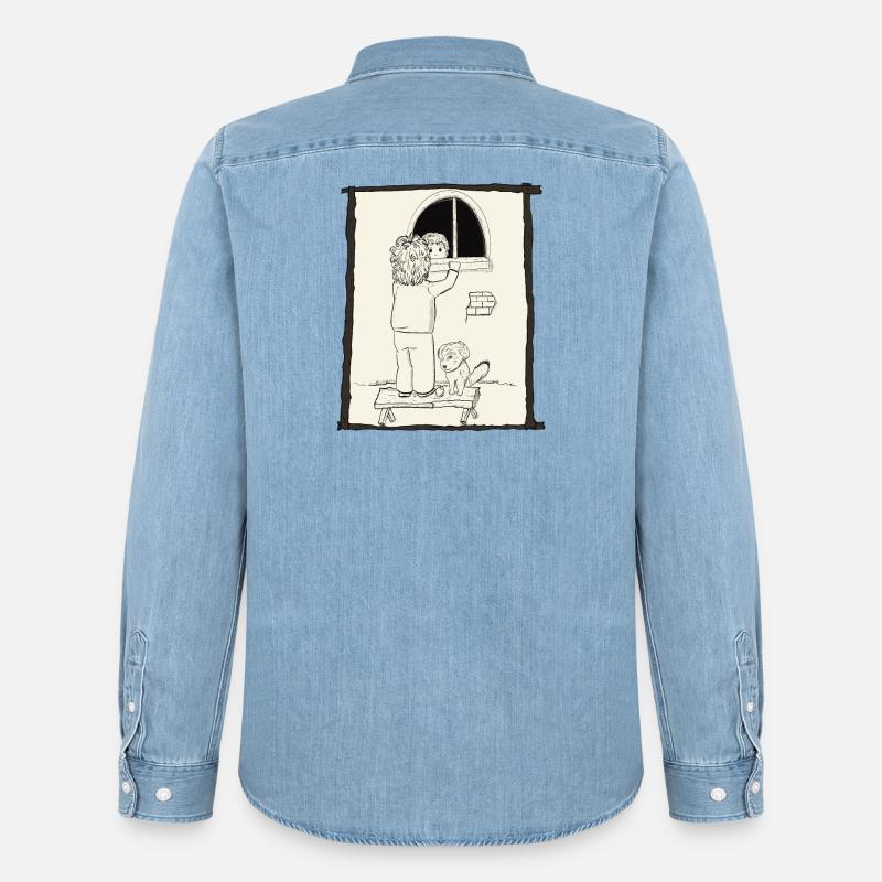 Hunde & Kinder & Bälle Tintenversion - Männer Jeanshemd Organic von Stanley/Stella - verwaschenes Hellblau