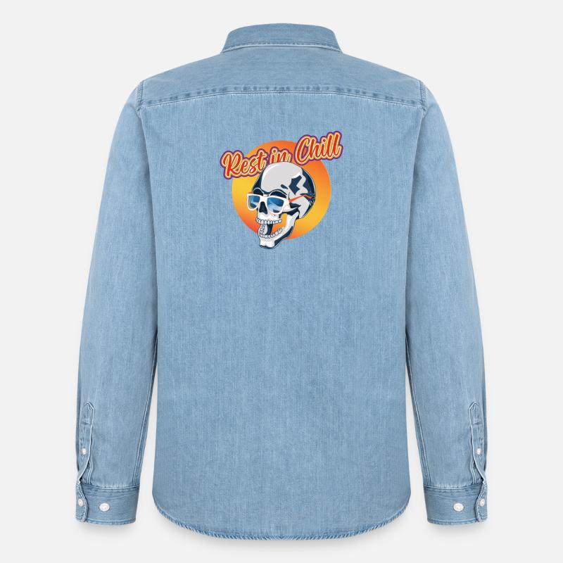Rest in Chill Skull - Männer Jeanshemd Organic von Stanley/Stella - verwaschenes Hellblau