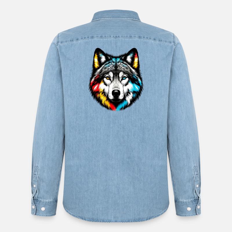 Wolf - Männer Jeanshemd Organic von Stanley/Stella - verwaschenes Hellblau