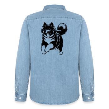 American Akita - Männer Jeanshemd Organic von Stanley/Stella - verwaschenes Hellblau - Hinten - AI Model Male 185 light (185cm)