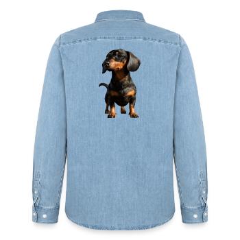 Dackel Dachshund Zwergdackel Dackelclub Teckel - Männer Jeanshemd Organic von Stanley/Stella - verwaschenes Hellblau - Hinten - AI Model Male 185 light (185cm)